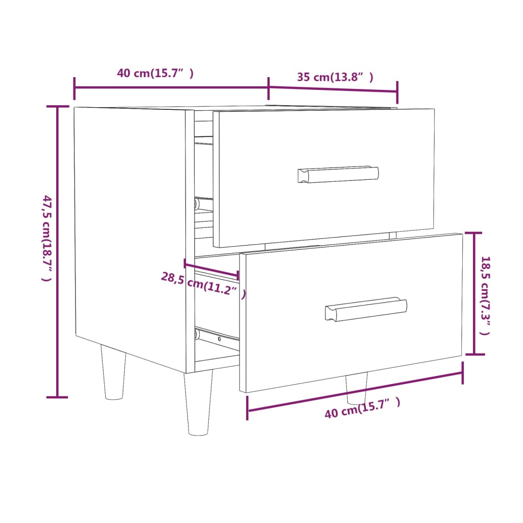 Cement Gray Bedside Table 40x35x47.5 cm