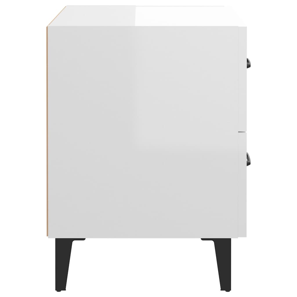 Comodini 2 pz in Bianco Lucido 40x35x47,5 cm