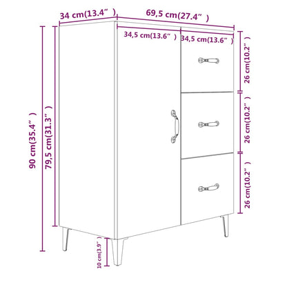 Credenza Rovere Sonoma 69,5x34x90 cm in Legno Multistrato - homemem39