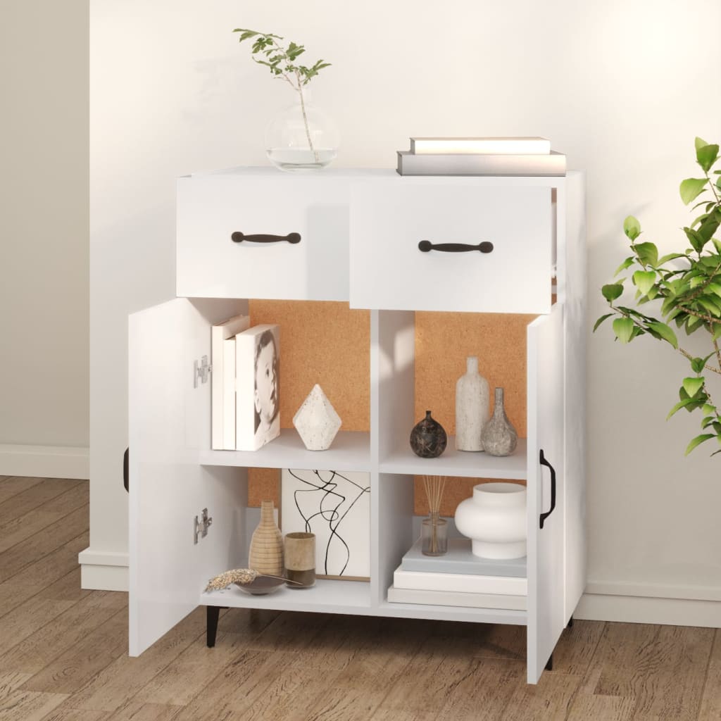 Credenza Bianca 69,5x34x90 cm in Legno Multistrato - homemem39