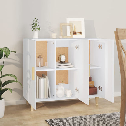Credenza Bianca 90x34x80 cm in Legno Multistrato | homemem39