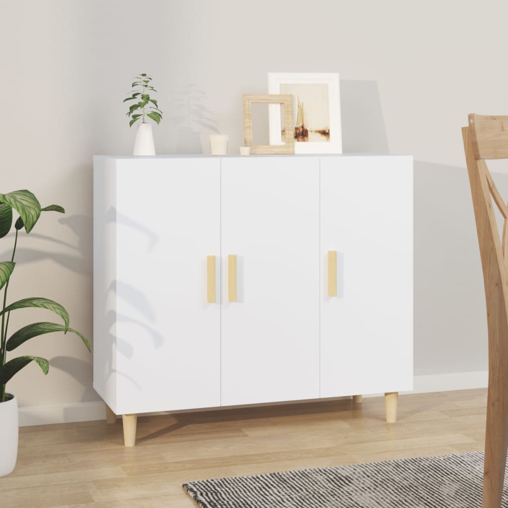 Credenza Bianca 90x34x80 cm in Legno Multistrato | homemem39
