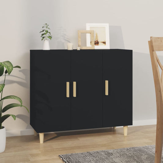 Credenza Nera 90x34x80 cm in Legno Multistrato - homemem39