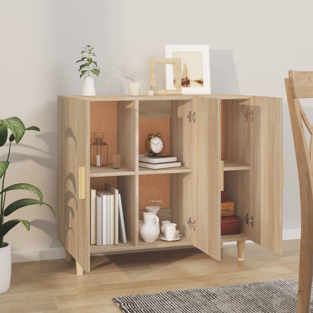 Credenza Rovere Sonoma 90x34x80 cm in Legno Multistrato | homemem39