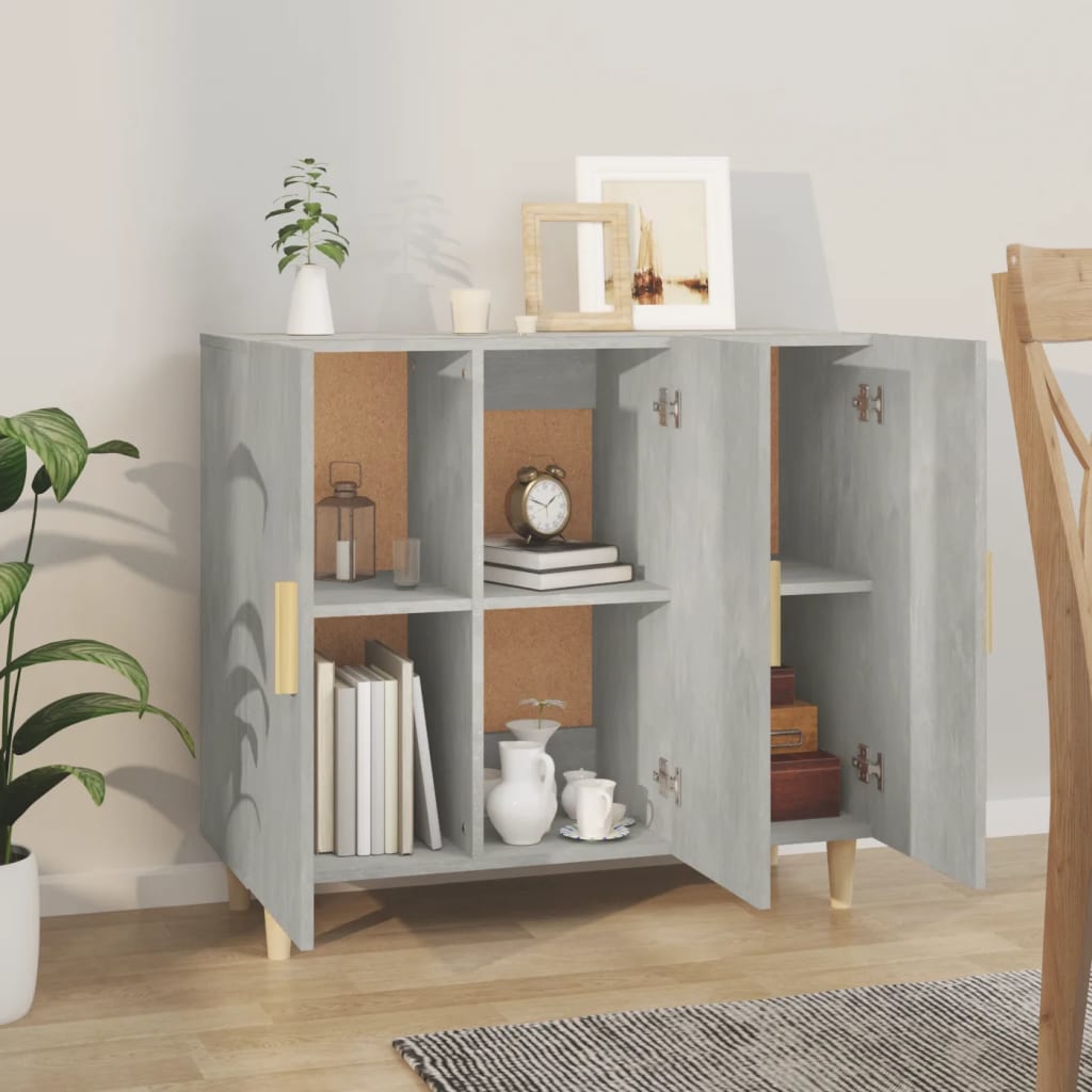 Credenza Grigio Cemento 90x34x80 cm in Legno Multistrato - homemem39