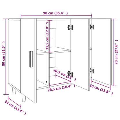 Credenza Grigio Cemento 90x34x80 cm in Legno Multistrato - homemem39