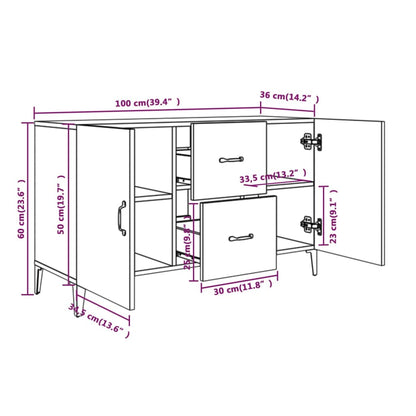 Credenza Bianca 100x36x60 cm in Legno Multistrato | homemem39