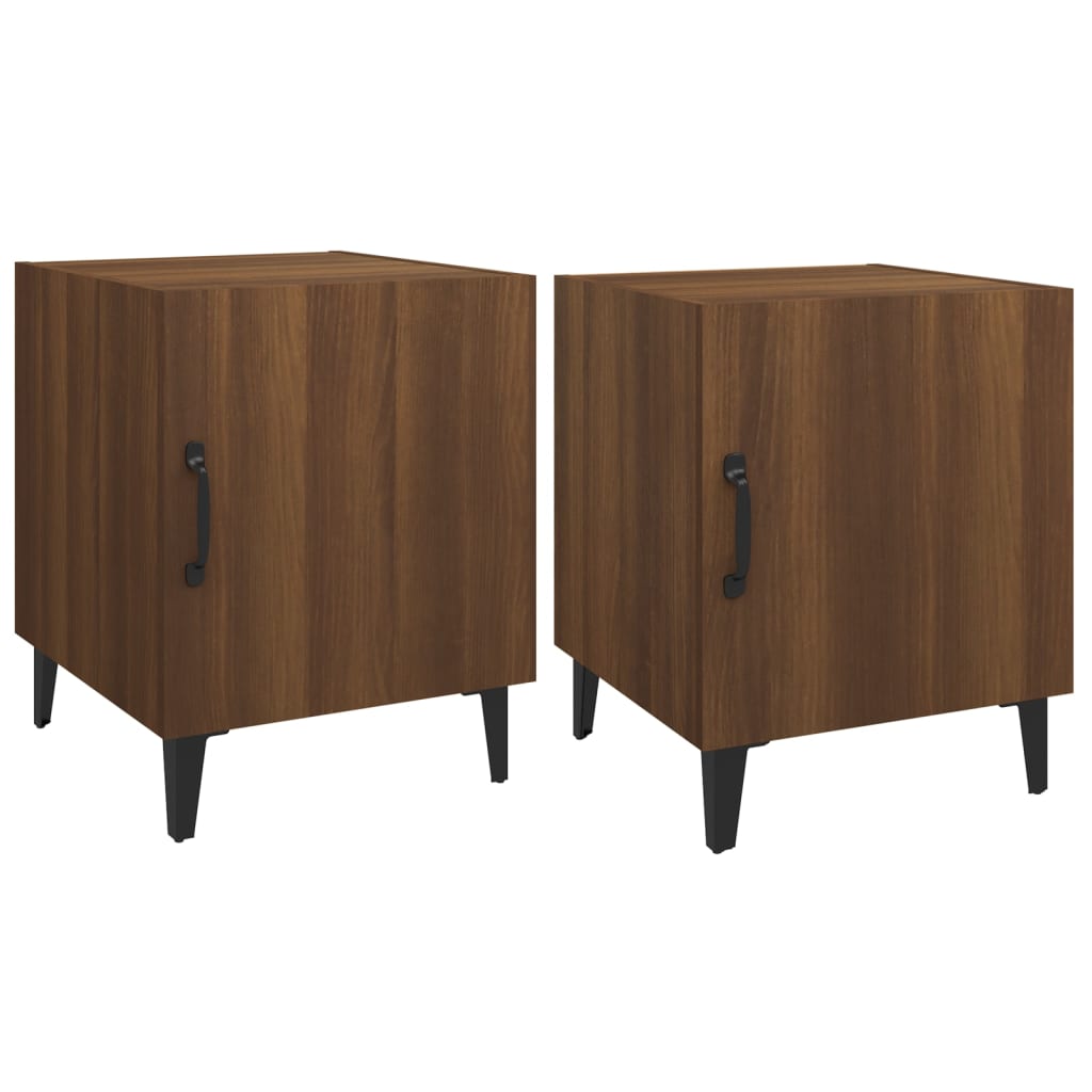 Comodini 2 pz Rovere Marrone in Legno Multistrato - homemem39