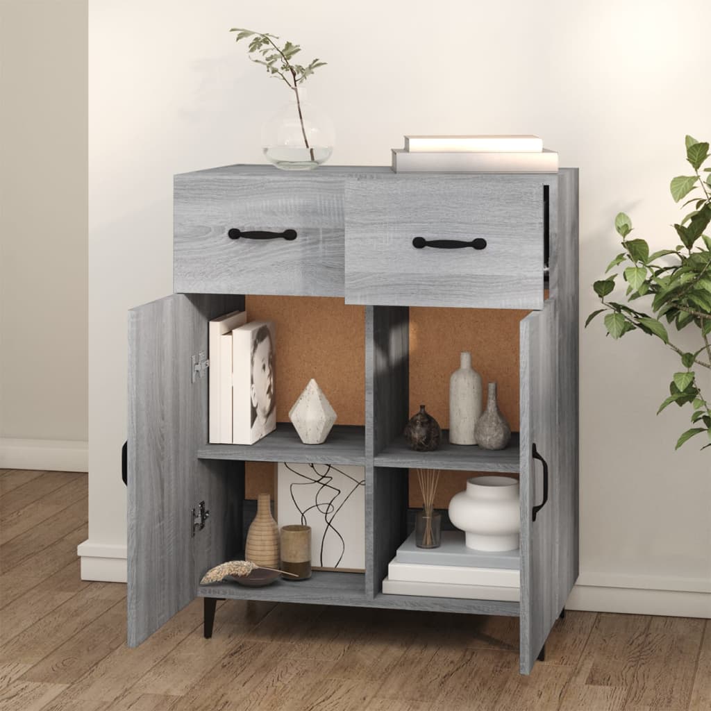 Credenza Grigio Sonoma 69,5x34x90 cm in Legno Multistrato - homemem39