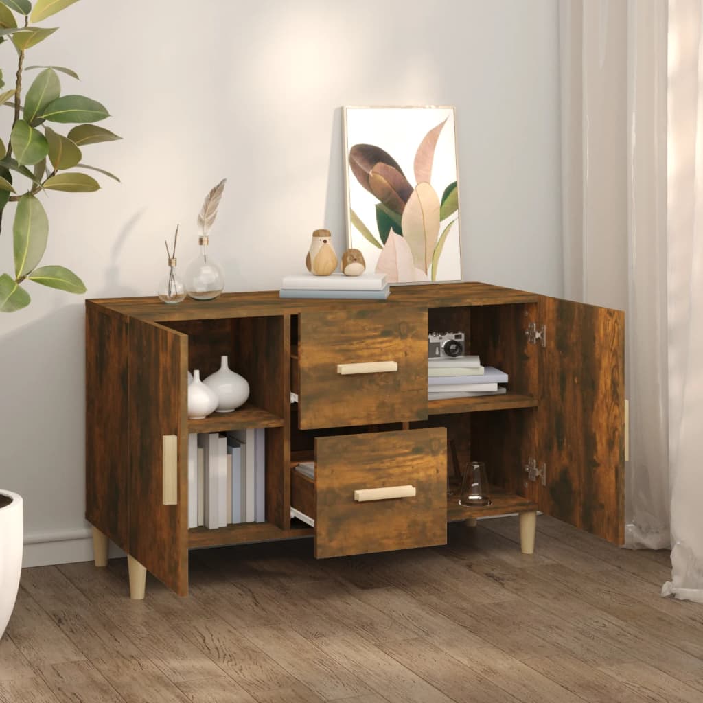 Credenza Rovere Fumo 100x36x60 cm in Legno Multistrato - homemem39