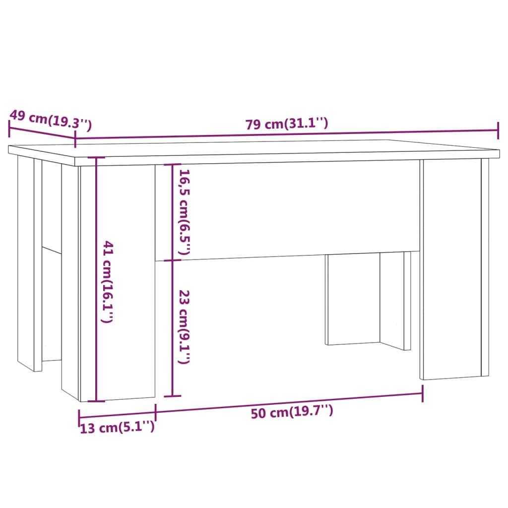 Tavolino da Salotto Rovere Marrone 79x49x41cm Legno Multistrato | homemem39