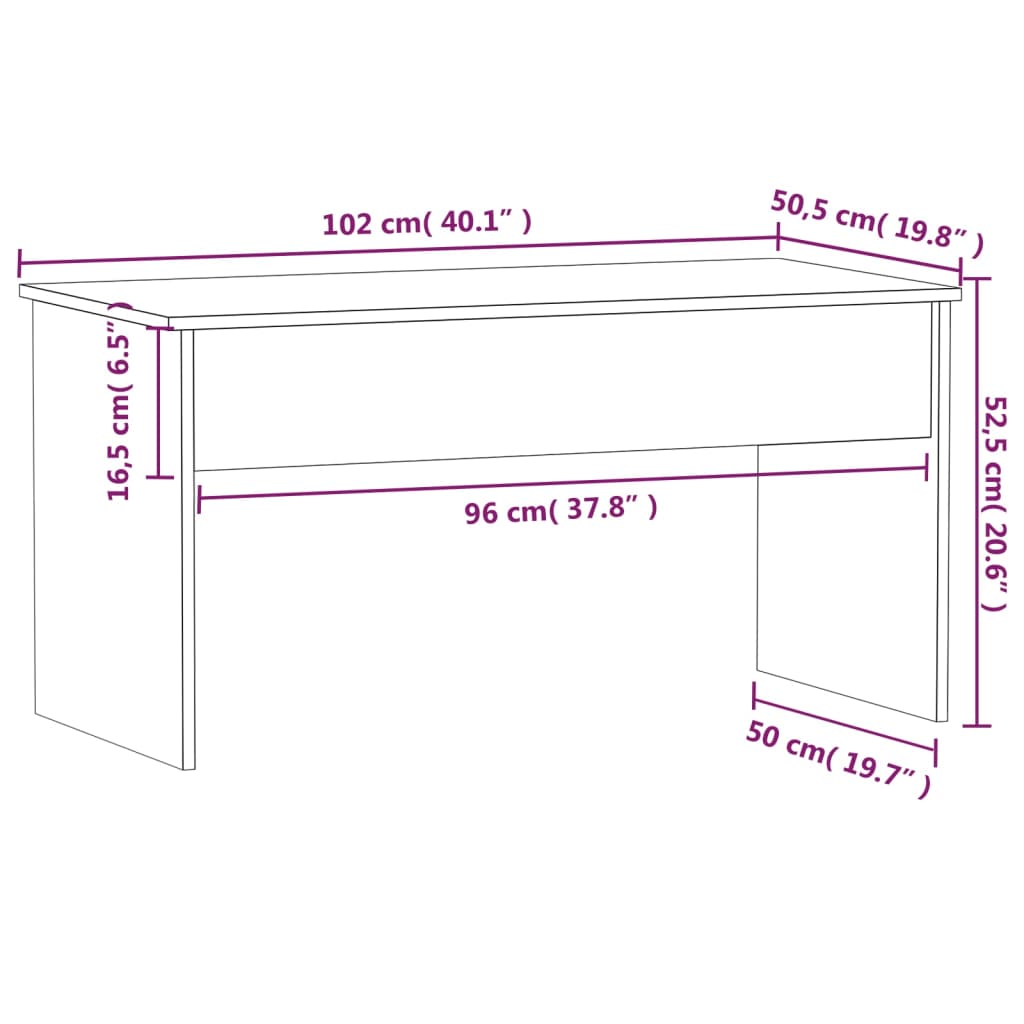 Tavolino Grigio Sonoma 102x50,5x52,5 cm in Legno Multistrato | homemem39