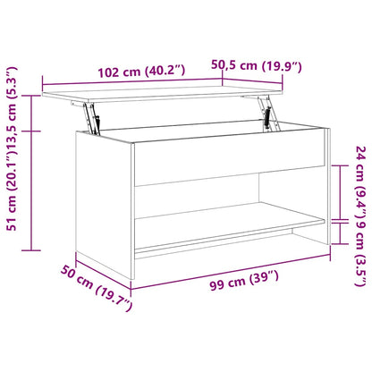 Tavolino Salotto Rovere Marrone 102x50x52,5cm Legno Multistrato | homemem39