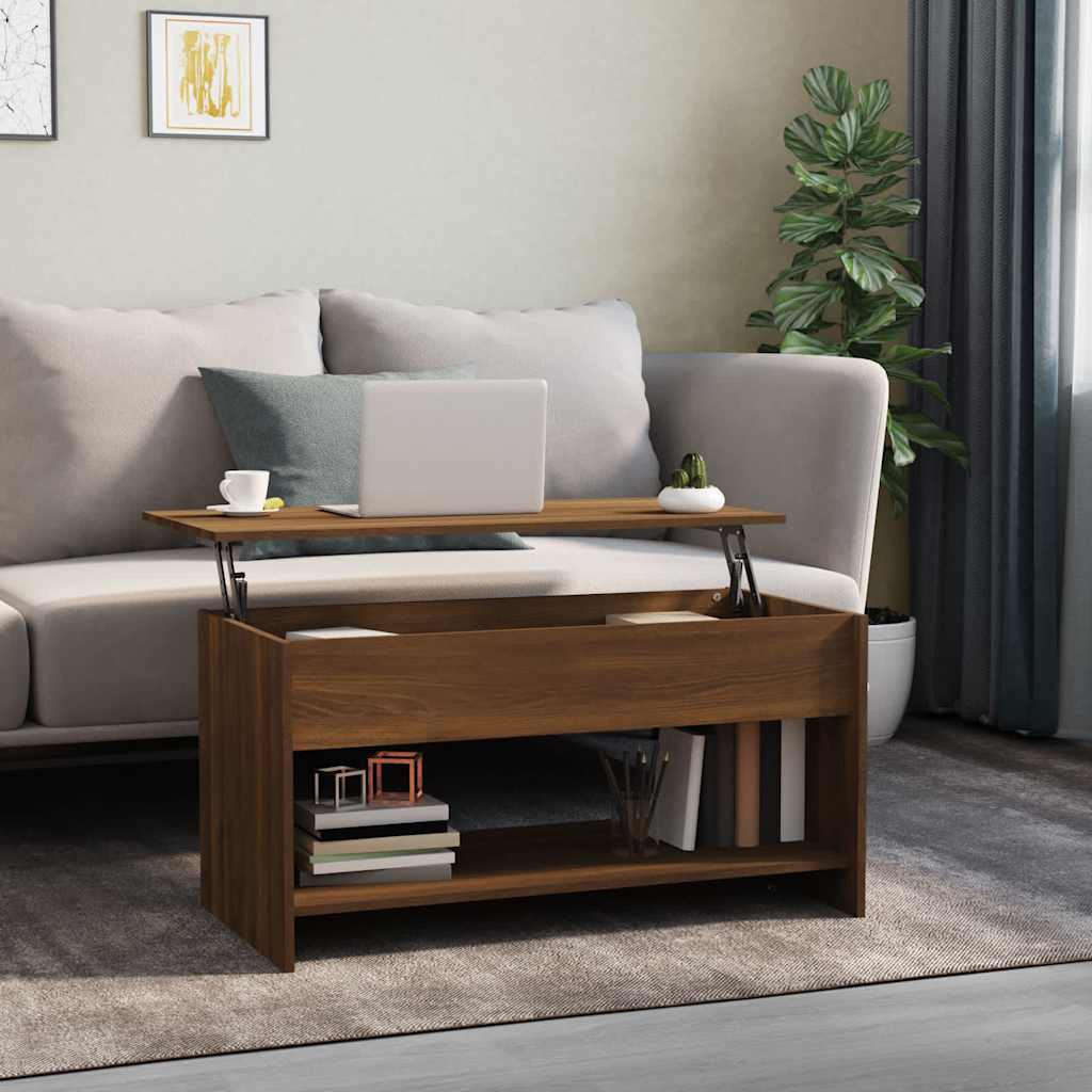 Tavolino Salotto Rovere Marrone 102x50x52,5cm Legno Multistrato | homemem39