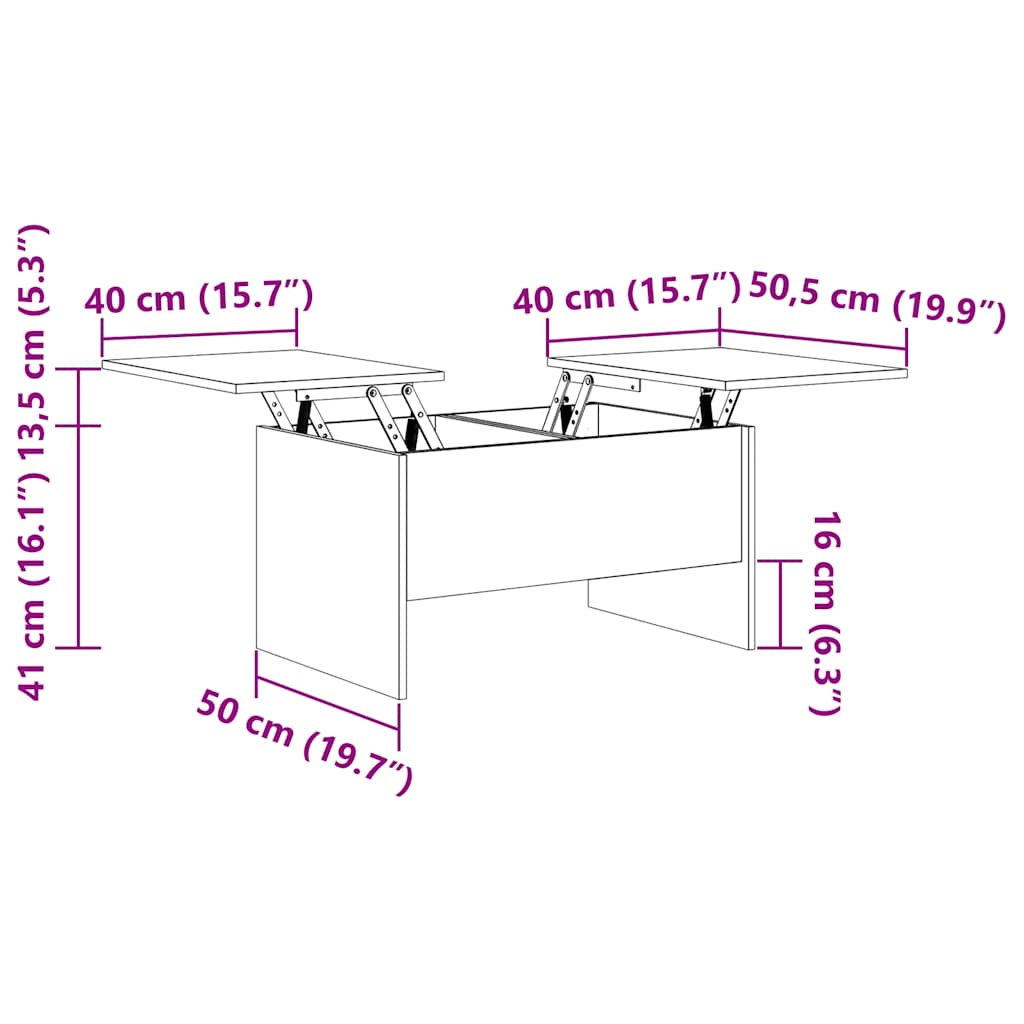 Tavolino da Salotto Rovere Fumo 80x50x42,5 cm Legno Multistrato | homemem39