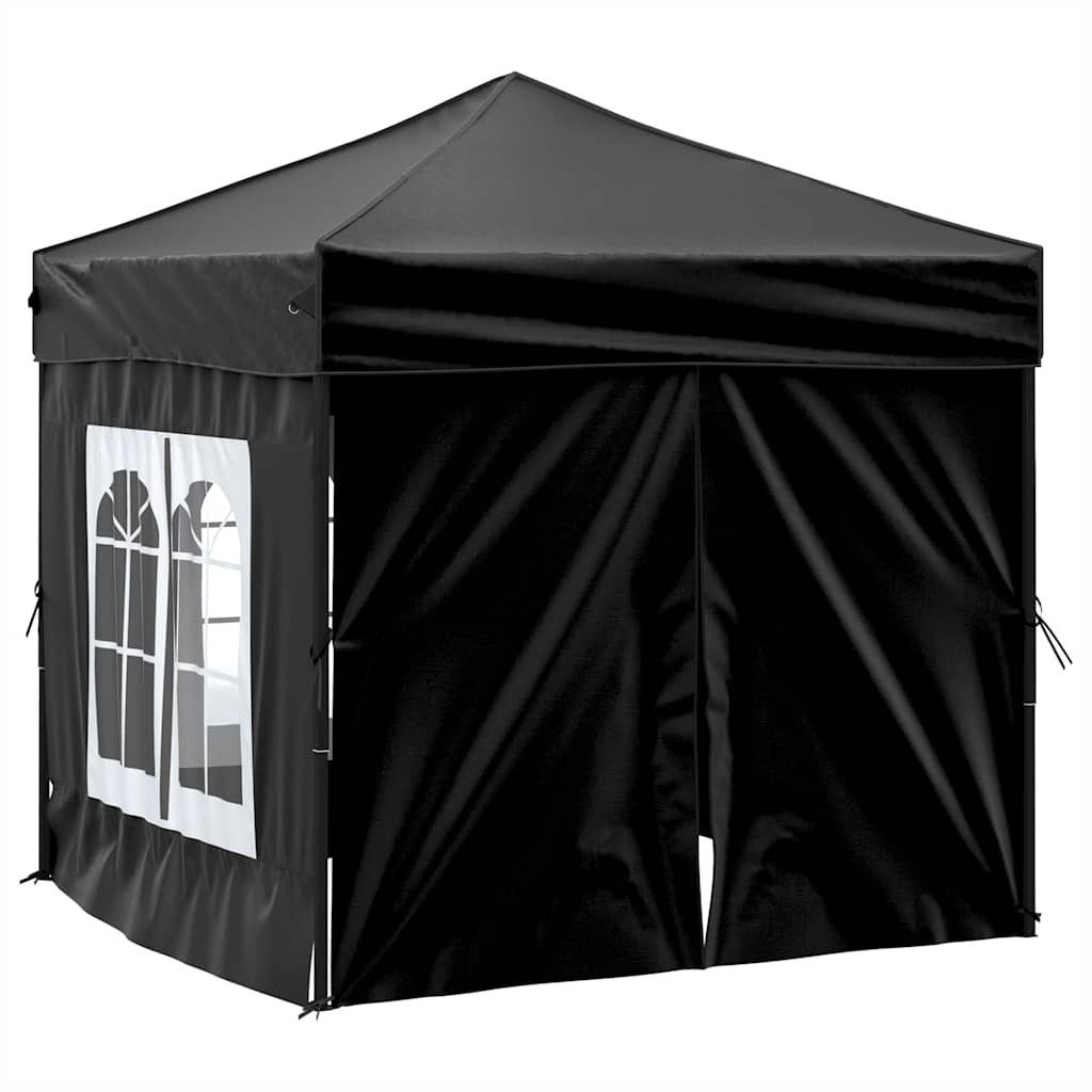 Tenda per Feste Pieghevole con Pareti Laterali Nero 2x2 m | homemem39