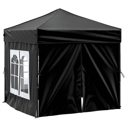 Tenda per Feste Pieghevole con Pareti Laterali Nero 2x2 m | homemem39