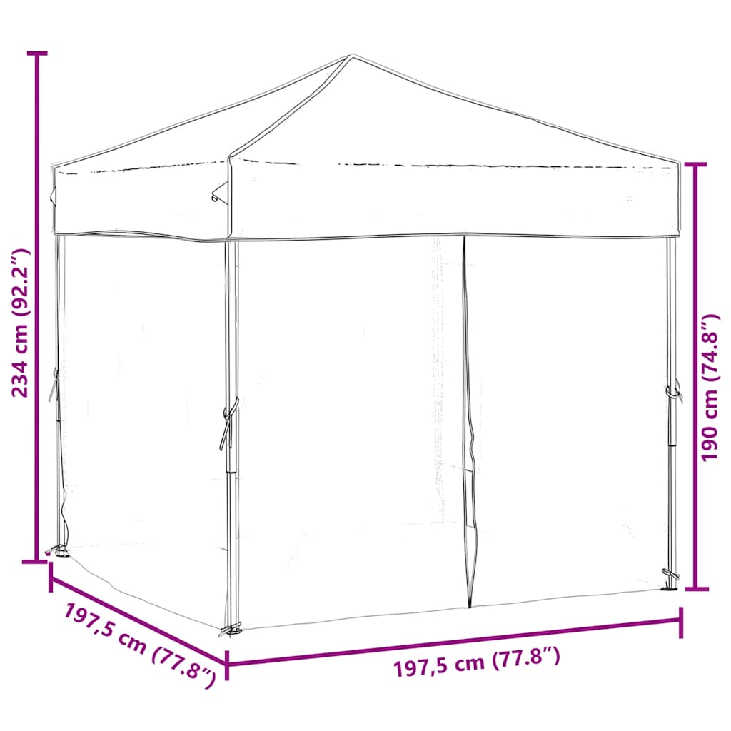Tenda per Feste Pieghevole con Pareti Laterali Nero 2x2 m | homemem39