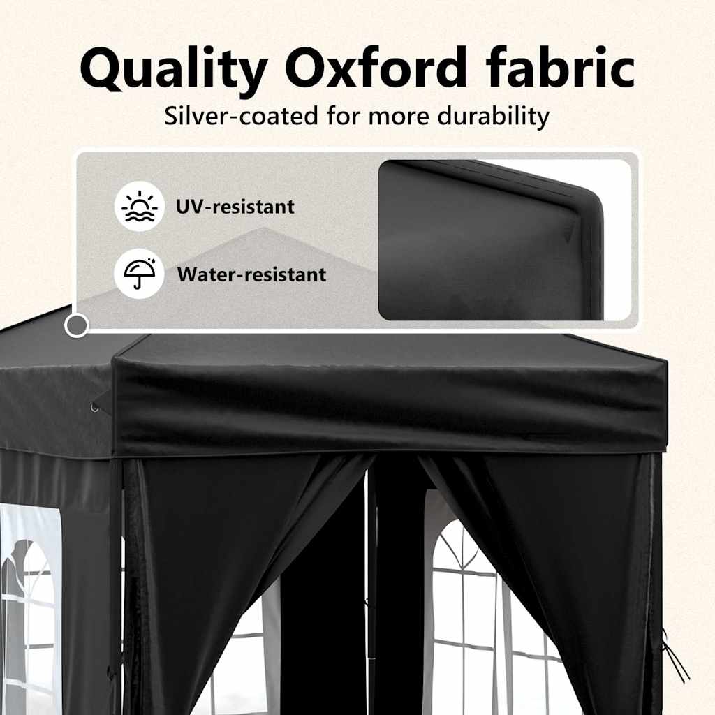 Tenda per Feste Pieghevole con Pareti Laterali Nero 2x2 m | homemem39