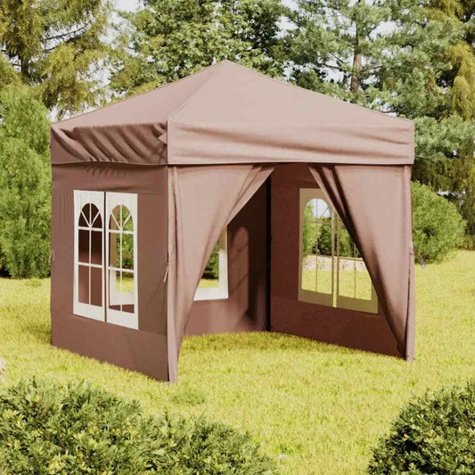Tenda per Feste Pieghevole con Pareti Laterali Tortora 2x2 m | homemem39