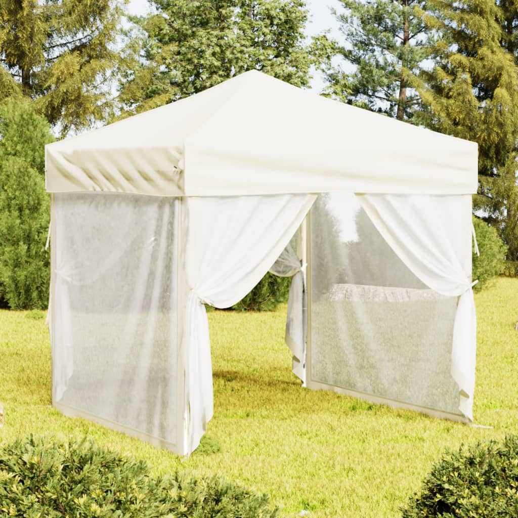 Tenda per Feste Pieghevole con Pareti Laterali Crema 2x2 m | homemem39