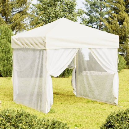 Tenda per Feste Pieghevole con Pareti Laterali Crema 2x2 m | homemem39