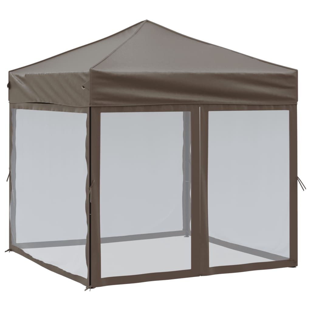 Tenda per Feste Pieghevole con Pareti Laterali Tortora 2x2 m | homemem39