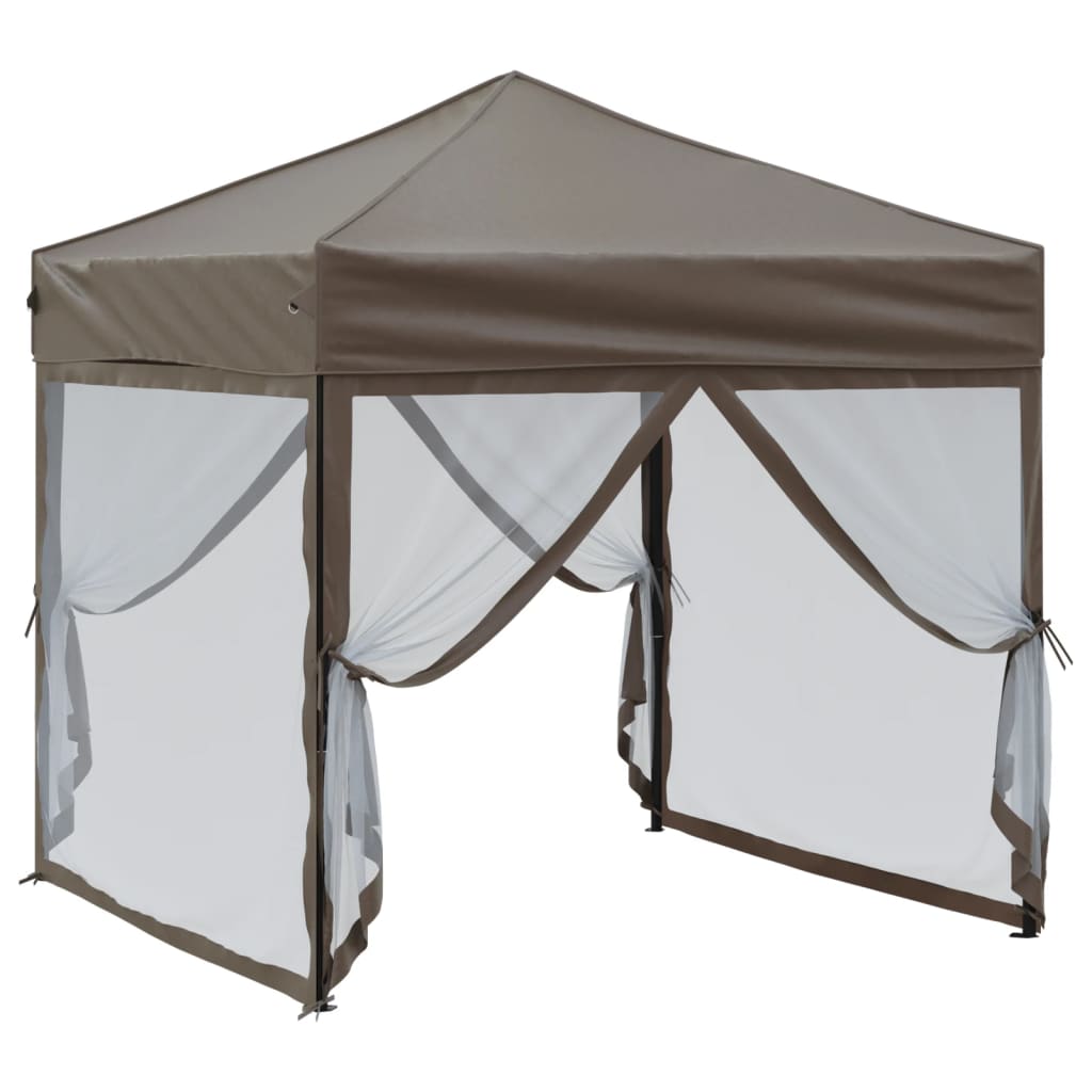 Tenda per Feste Pieghevole con Pareti Laterali Tortora 2x2 m | homemem39