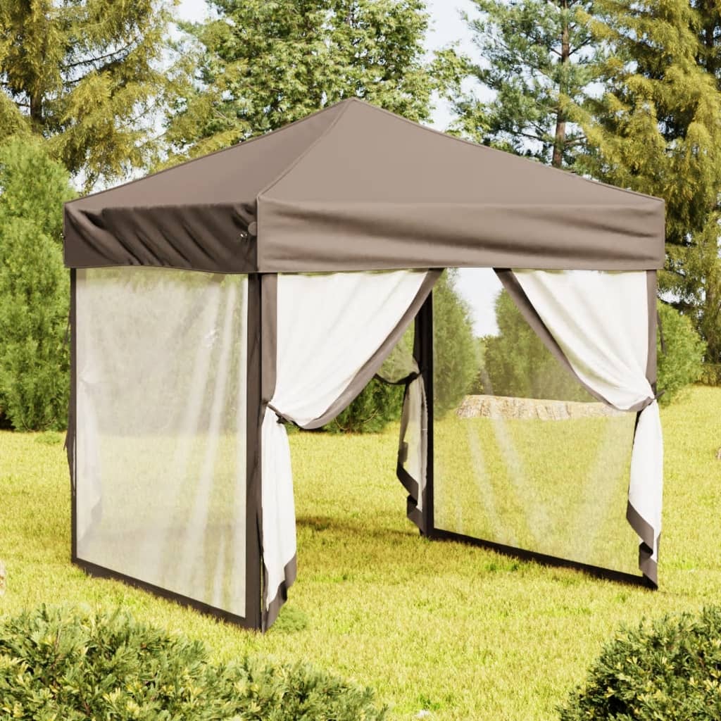 Tenda per Feste Pieghevole con Pareti Laterali Tortora 2x2 m | homemem39