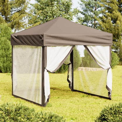 Tenda per Feste Pieghevole con Pareti Laterali Tortora 2x2 m | homemem39