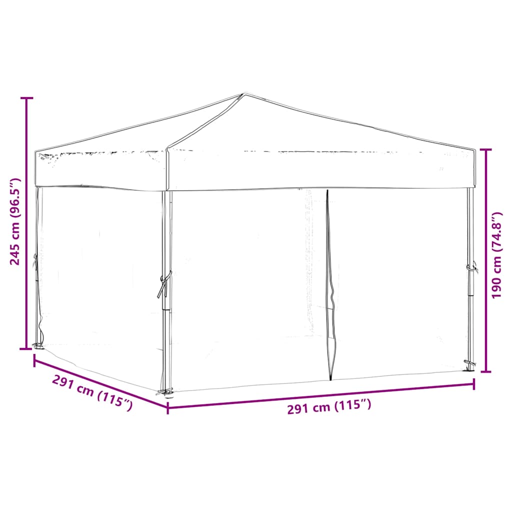 Tenda per Feste Pieghevole con Pareti Laterali Crema 3x3 m - homemem39