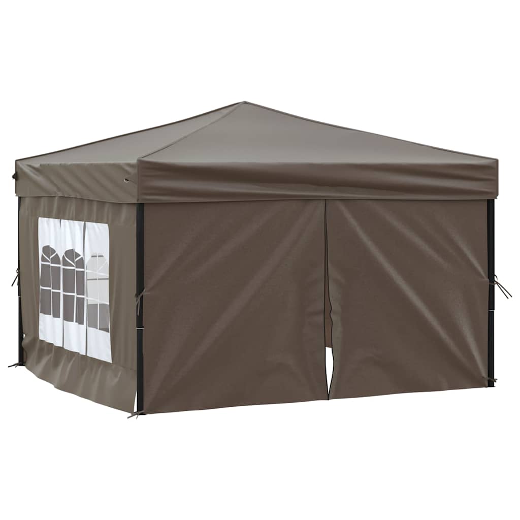 Tenda per Feste Pieghevole con Pareti Laterali Tortora 3x3 m - homemem39