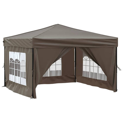 Tenda per Feste Pieghevole con Pareti Laterali Tortora 3x3 m - homemem39