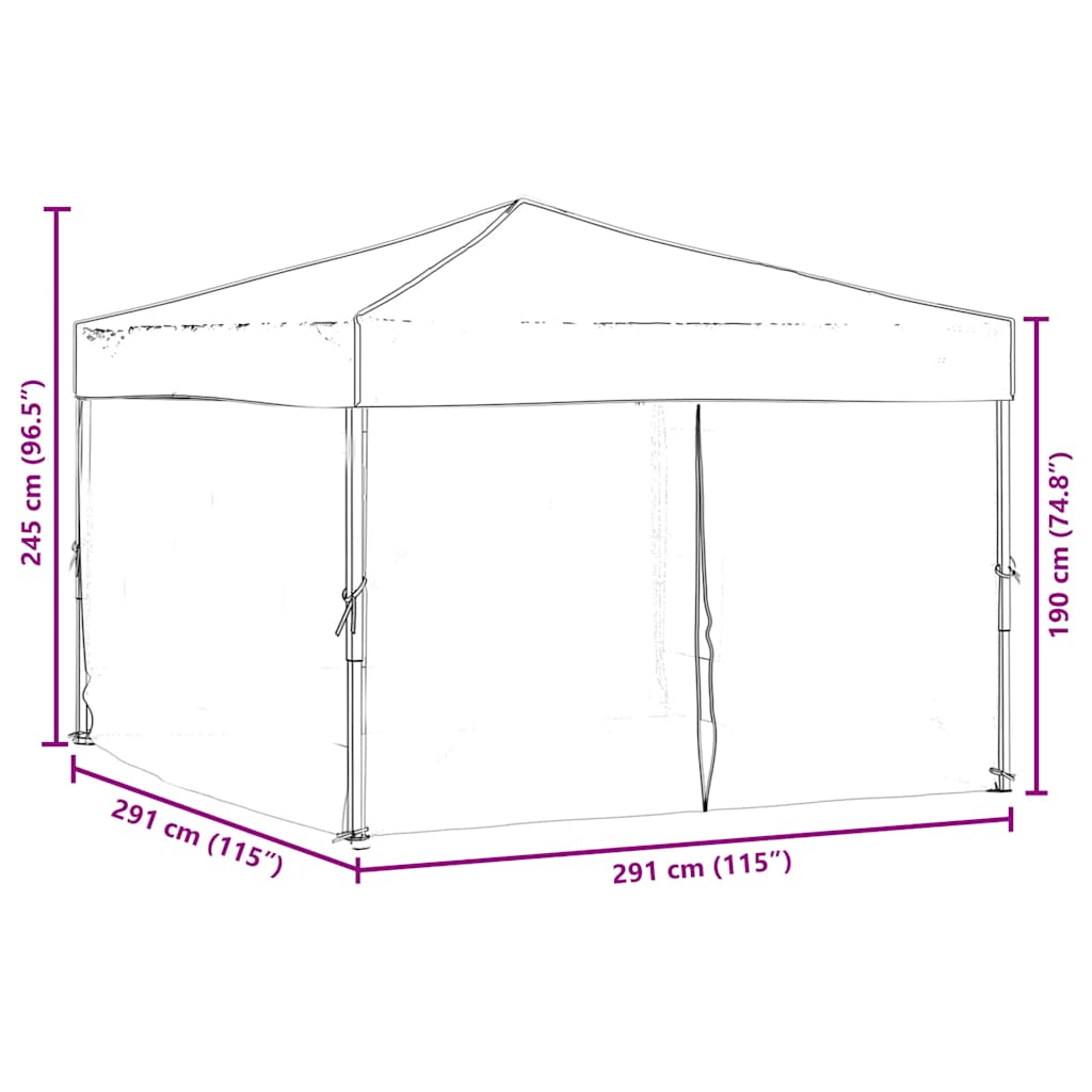 Tenda per Feste Pieghevole con Pareti Laterali Tortora 3x3 m - homemem39