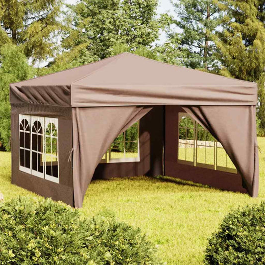 Tenda per Feste Pieghevole con Pareti Laterali Tortora 3x3 m - homemem39