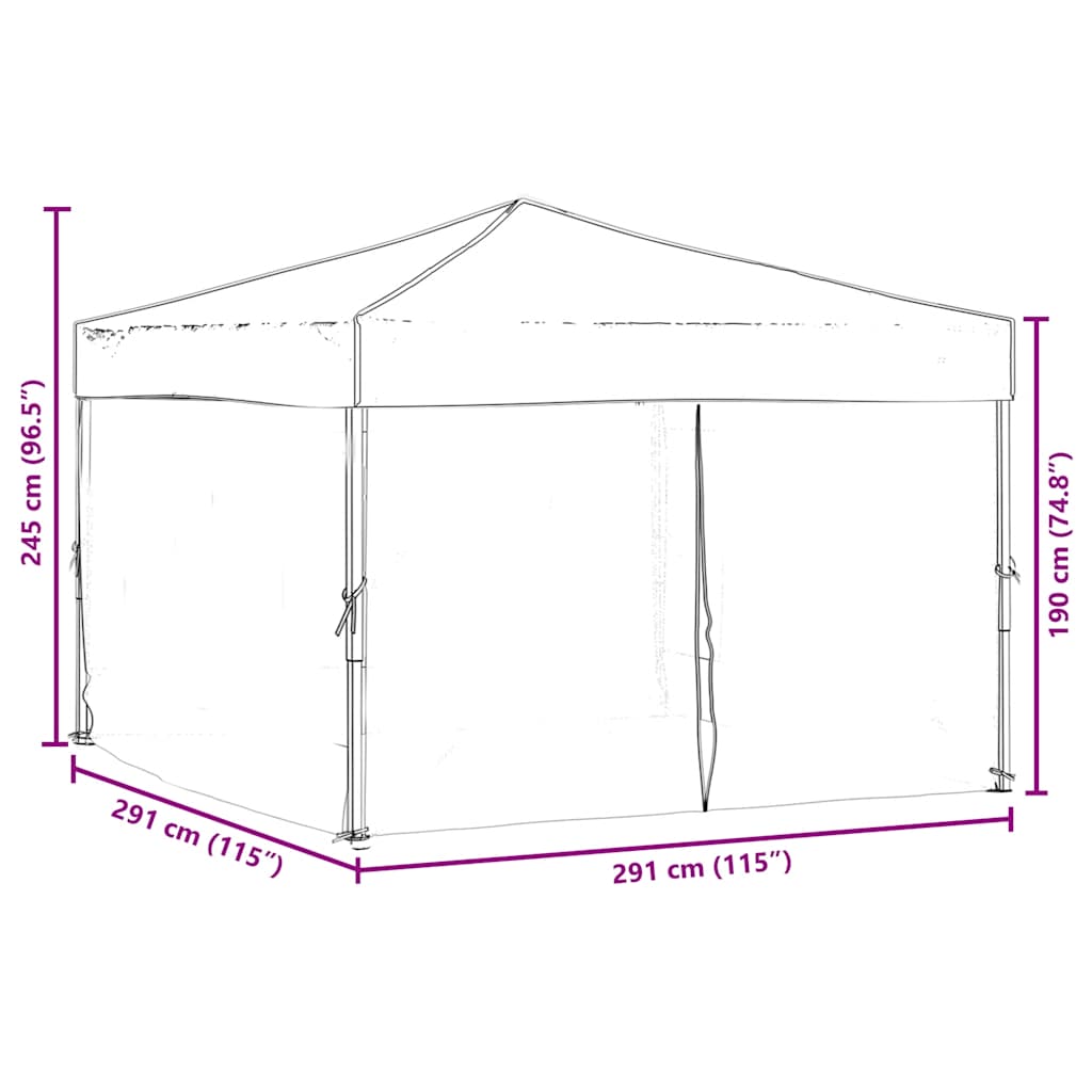 Tenda per Feste Pieghevole con Pareti Laterali Rosso 3x3 m - homemem39
