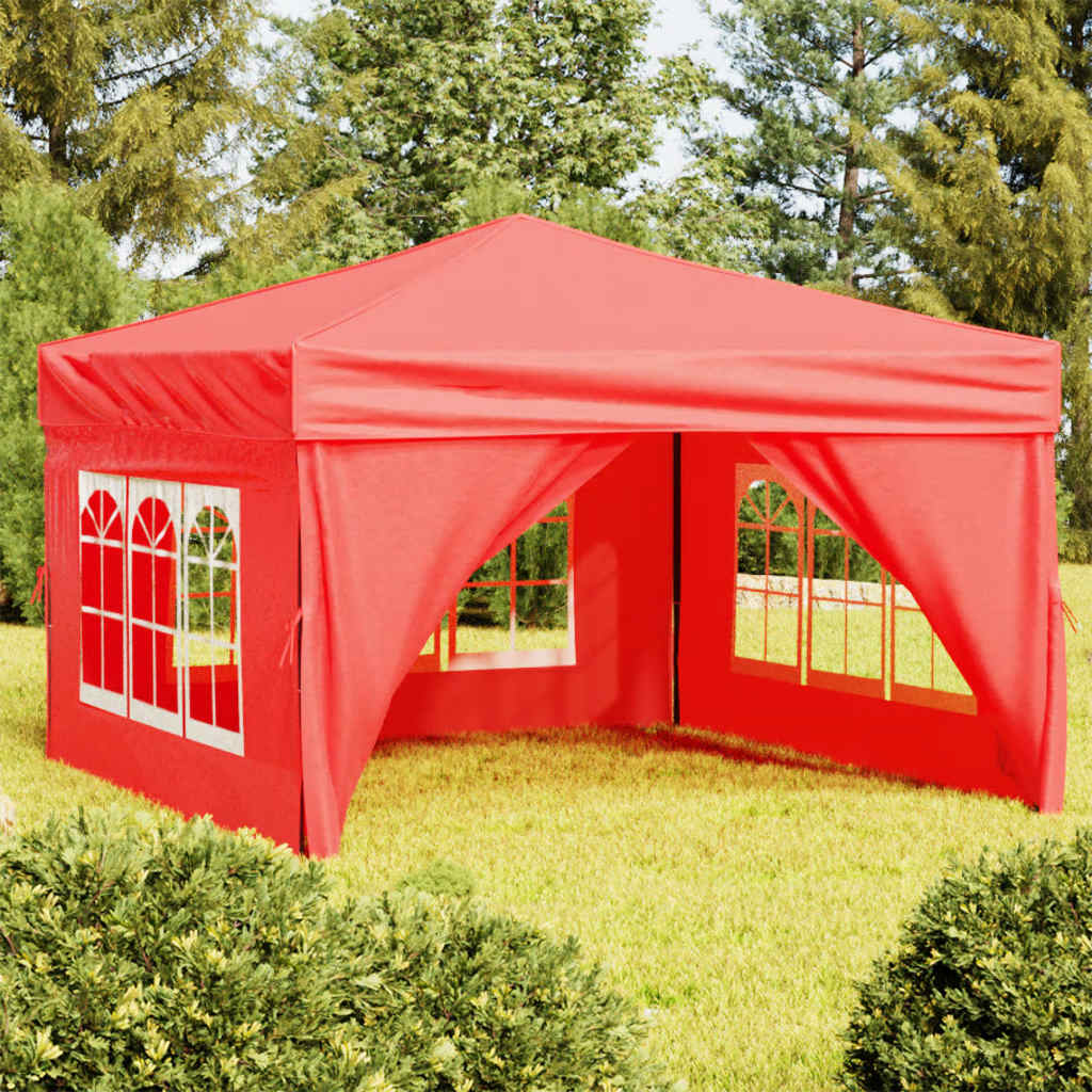Tenda per Feste Pieghevole con Pareti Laterali Rosso 3x3 m - homemem39