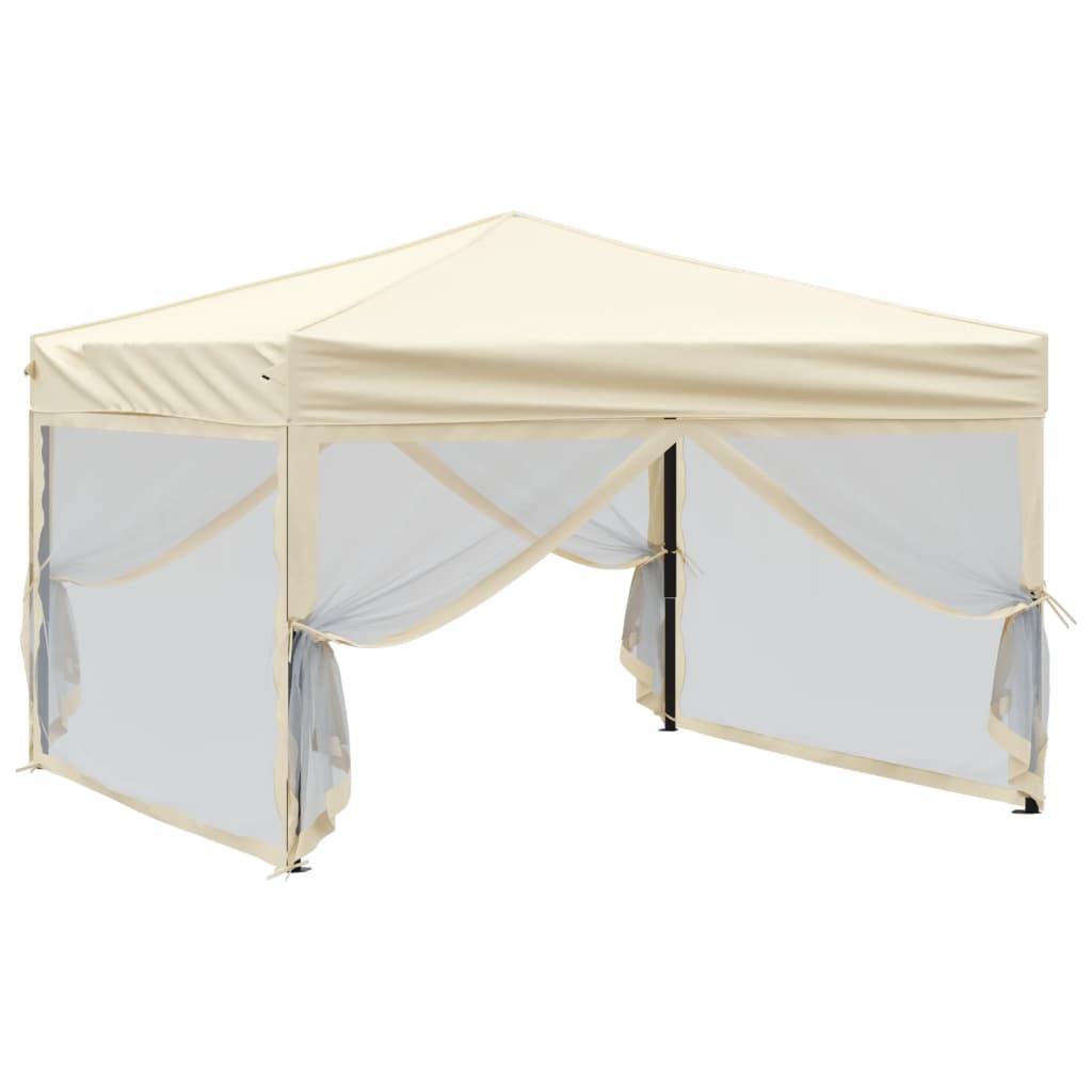 Tenda per Feste Pieghevole con Pareti Laterali Crema 3x3 m | homemem39