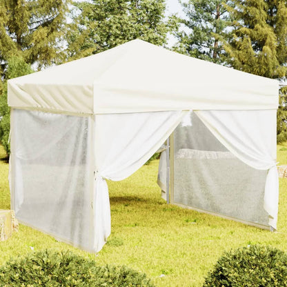 Tenda per Feste Pieghevole con Pareti Laterali Crema 3x3 m | homemem39