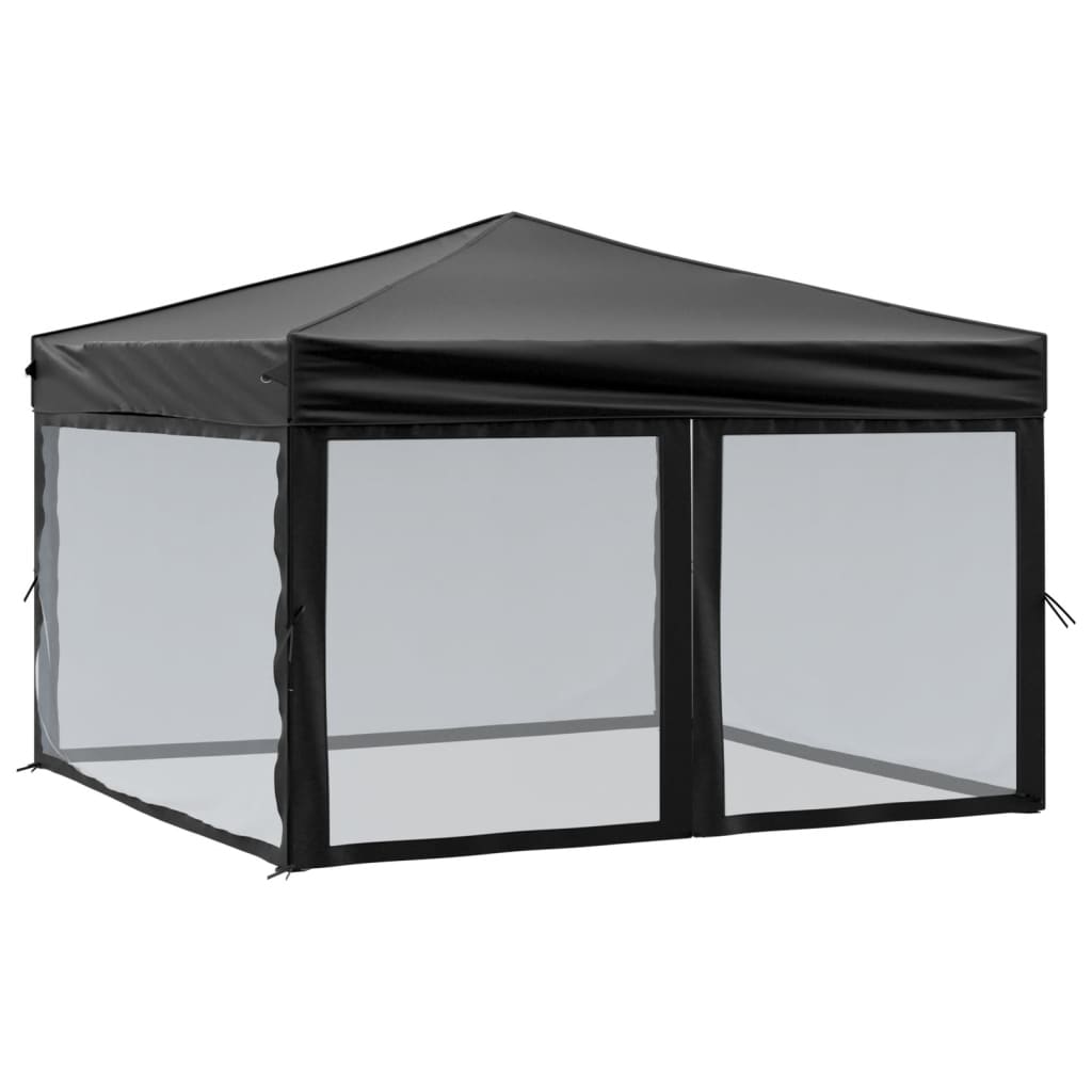 Tenda per Feste Pieghevole con Pareti Laterali Nero 3x3 m | homemem39
