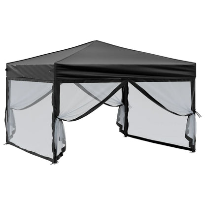 Tenda per Feste Pieghevole con Pareti Laterali Nero 3x3 m