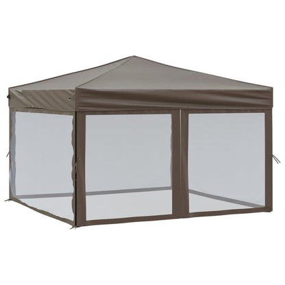 Tenda per Feste Pieghevole con Pareti Laterali Tortora 3x3 m | homemem39