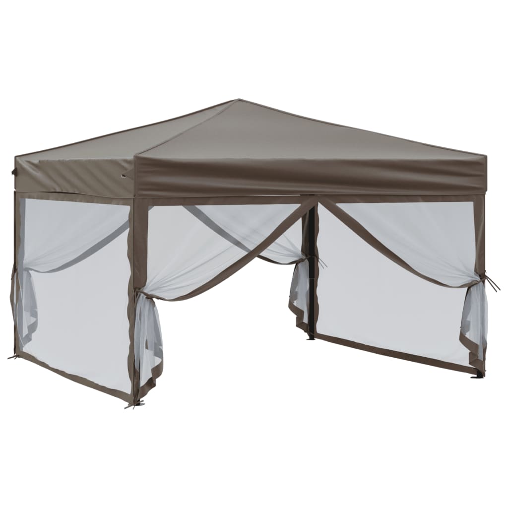 Tenda per Feste Pieghevole con Pareti Laterali Tortora 3x3 m | homemem39
