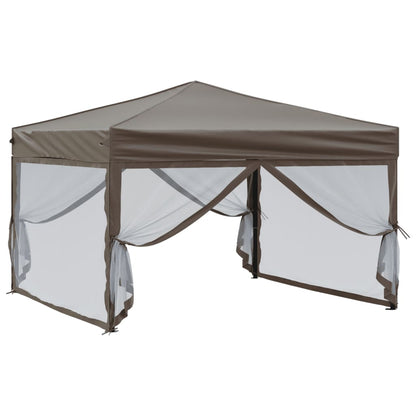 Tenda per Feste Pieghevole con Pareti Laterali Tortora 3x3 m | homemem39