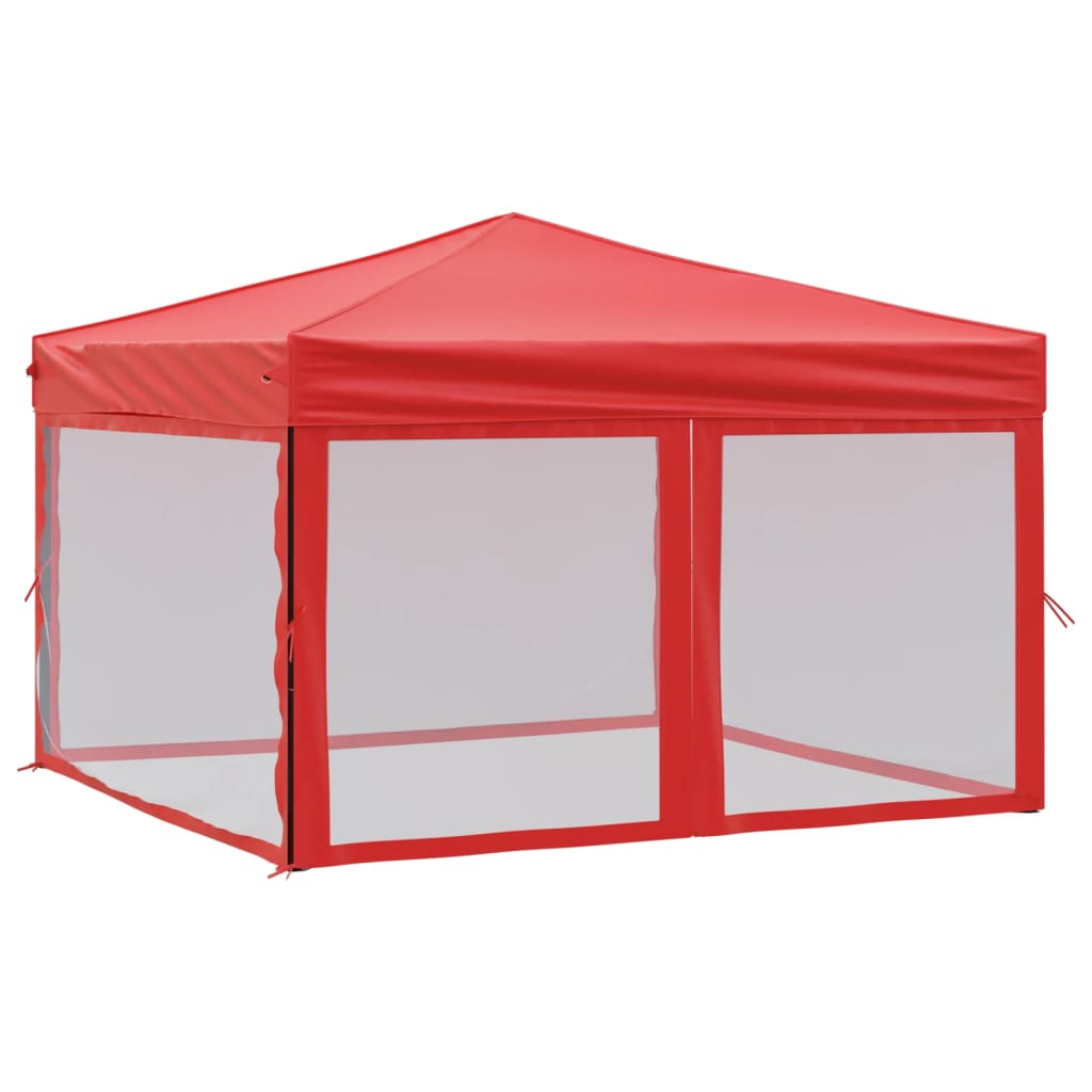 Tenda per Feste Pieghevole con Pareti Laterali Rosso 3x3 m | homemem39