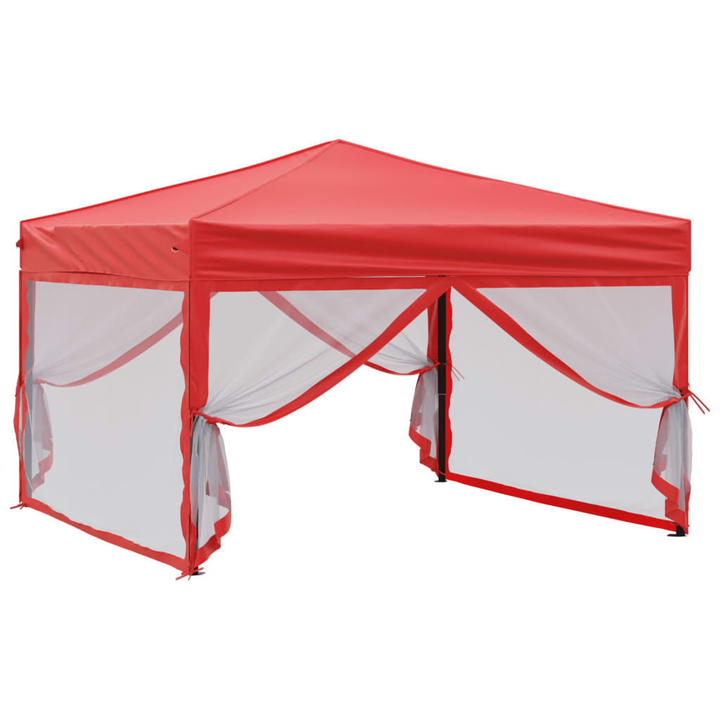 Tenda per Feste Pieghevole con Pareti Laterali Rosso 3x3 m | homemem39