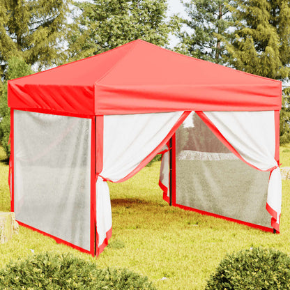 Tenda per Feste Pieghevole con Pareti Laterali Rosso 3x3 m | homemem39