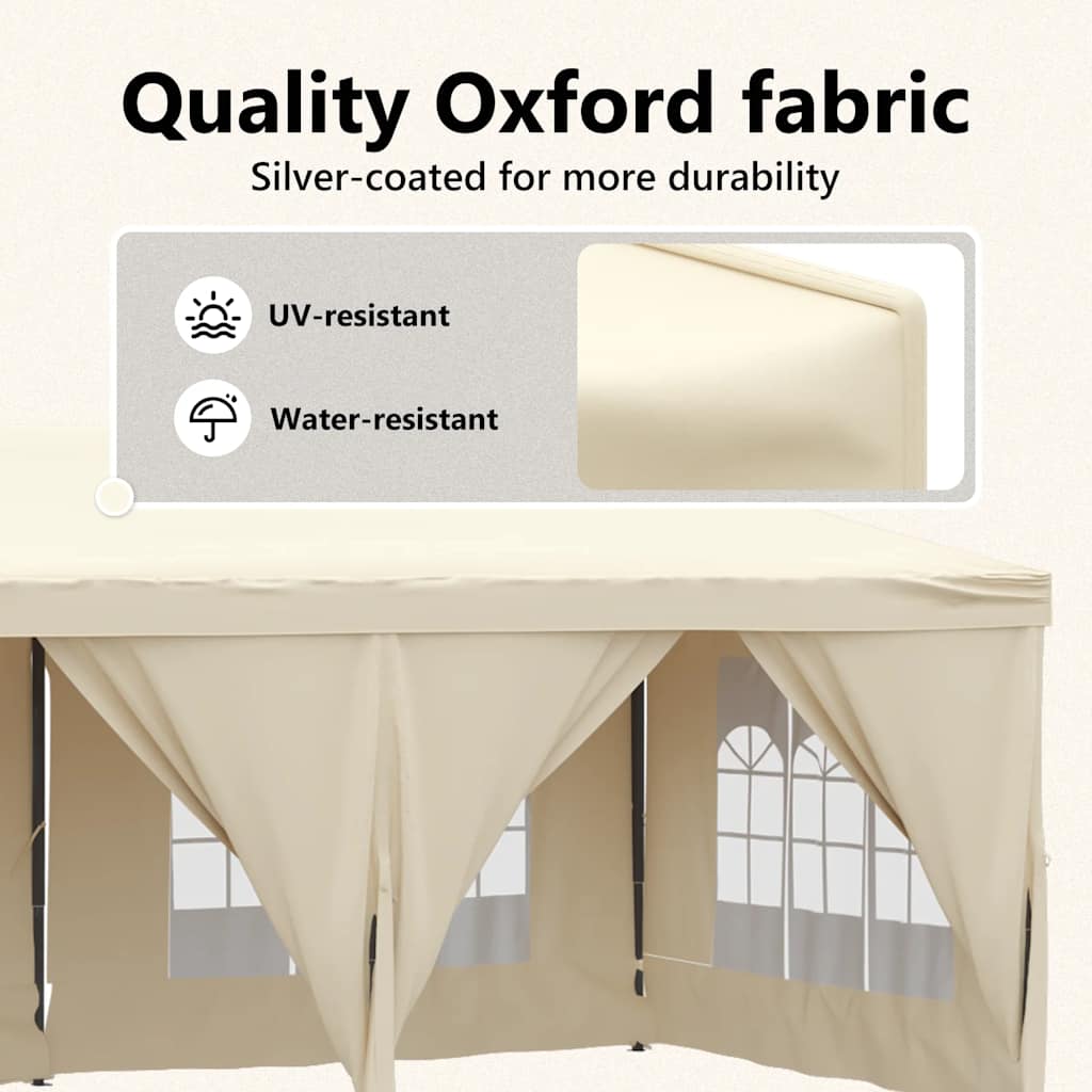 Tenda per Feste Pieghevole con Pareti Laterali Crema 3x6 m | homemem39