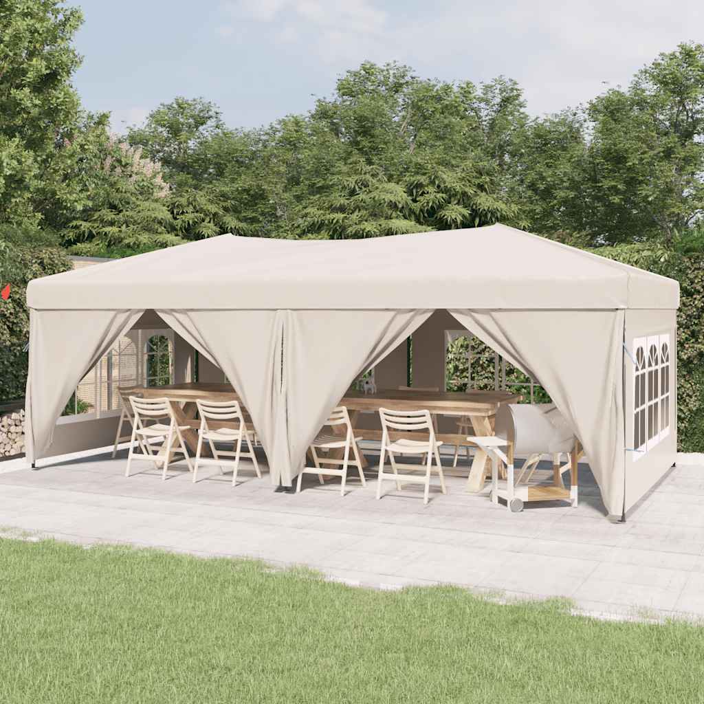 Tenda per Feste Pieghevole con Pareti Laterali Crema 3x6 m | homemem39