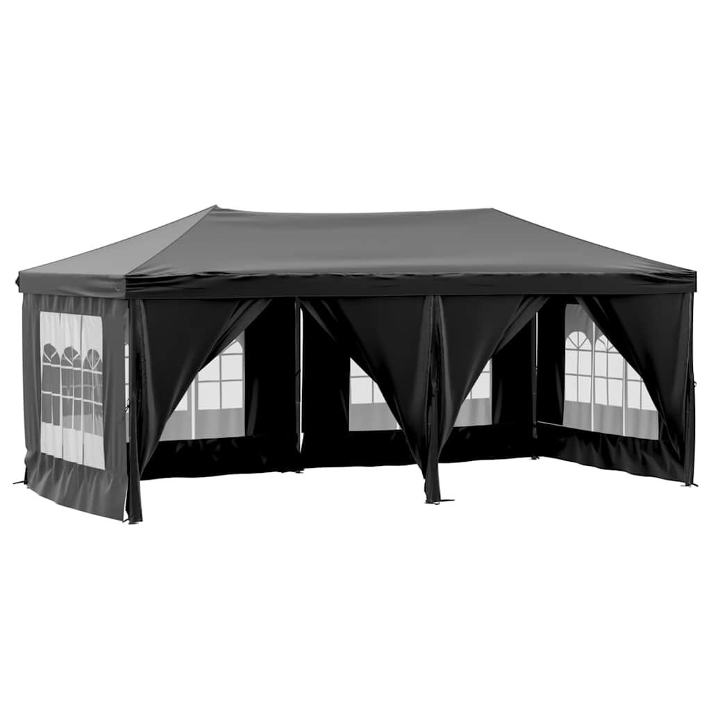 Tenda per Feste Pieghevole con Pareti Laterali Nero 3x6 m | homemem39